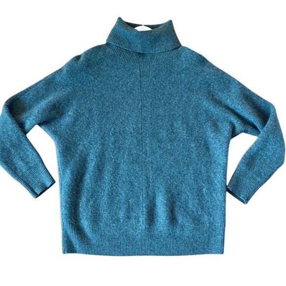 Nicole Miller 100% cashmere teal green turtleneck sweater XL - Picture 1 of 8